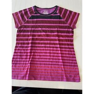 Nordic Track 100% Cotton Short Sleeve Purple Striped Large T-shirt 28.9665